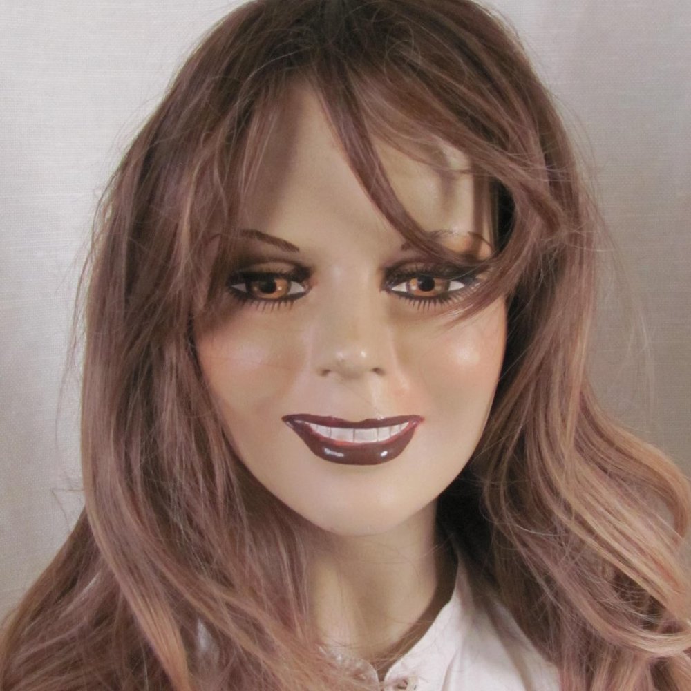 Ladies Synthetic Brown & Golden Brown Highlights Long Layered Wave Wig 21"
